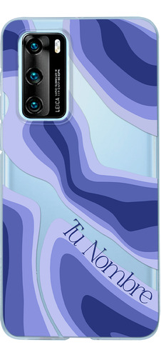 Funda Para Huawei Para Mujer Curvas Azules Con Tu Nombre