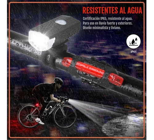 Imagen 7 de 8 de Kit Luces Bici - Trasera Y Delantera Carga Usb- Full Salas