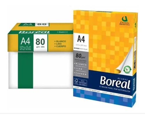 Imagen 2 de 3 de Resma A4 Boreal 80 Gramos 500 Hojas 210mm X 297mm Papel Obra