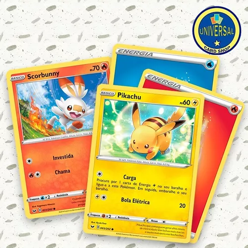 Lotes de 50/40/20 Cartas de Pokémon Brilhante Garantida Produto Original  Cartinha Pokémon - Corre Que Ta Baratinho