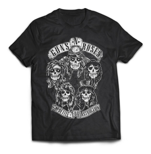 Imagen 1 de 4 de Camiseta Guns And Roses Skulls For Destruction Rock Activity