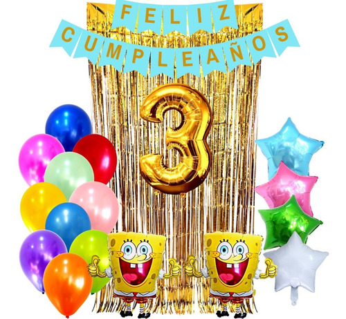 Combo Kit Deco Fiesta Globos Bob Esponja N°4