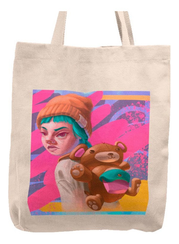 Bolso Tote Bag Cartera Playa - Chica De La Mochila De Oso