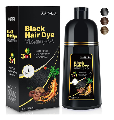 Champú Para Tinte De Cabello Negro Natural Solución Instantá
