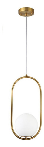 Lustre Pendente Oval Dourado Globo Vidro Leitoso C/ Led G9 110v/220v