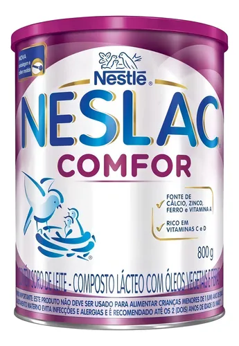 Fórmula infantil em pó sem glúten Nestlé Neslac Comfor en lata de 1 de 800g - 3 a 5 anos