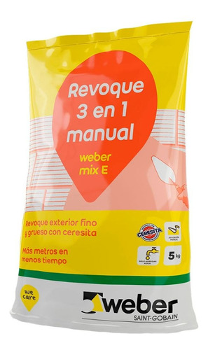 Revoque Exterior Weber Mix Fino/grueso Con Ceresita X 5kg