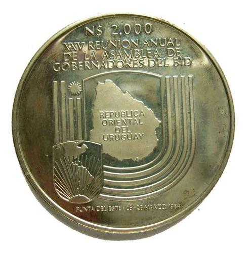 Bid N$ 2000 Año 1984 De Plata Escudo Actual Excelente Estado