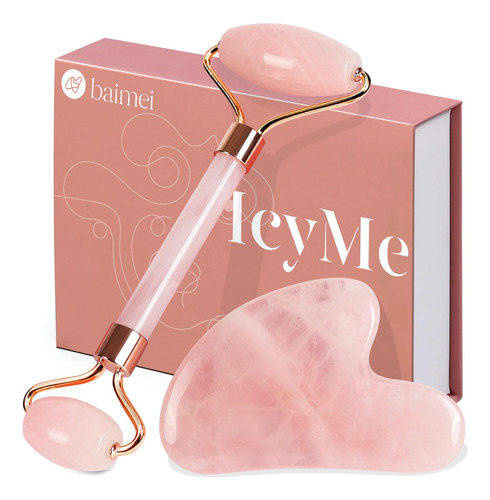 Baimei Icyme Jade Roller & Gua Sha, Rodillo Facial Para Enro