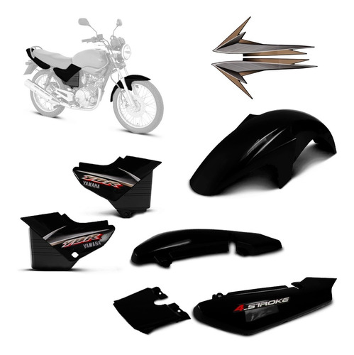 Kit Carenagem Yamaha 2004 Ybr 125 Preta 04 C - Adesivo