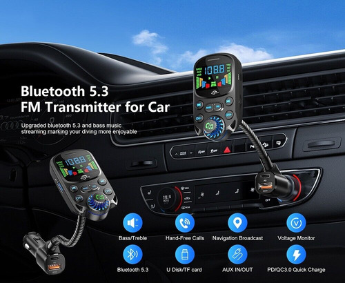 Transmissor Fm Bluetooth Sem Fio Para Carro Com Viva-voz