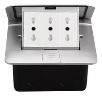 Comprar Kit Caja De Piso Pop Up Metálica Noir + 3 Tomas 16a