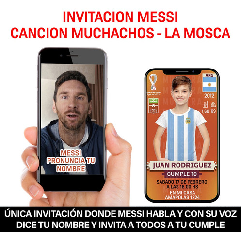 Invitación Digital Argentina Muchachos Whatsapp Messi Video 