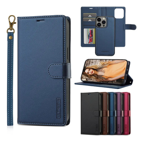 Funda Tipo Cartera De Piel Perforada Extraíble 2 En 1 Para I .