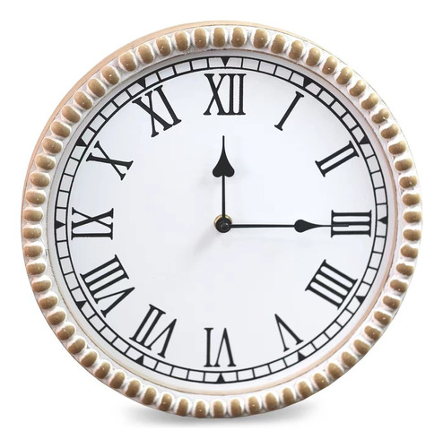 Reloj De Pared Rústico De Madera Con Cuentas 30 Cm Granja