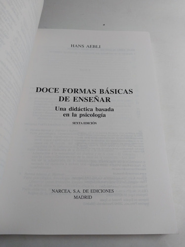 12 Formas Básicas De Enseñar Hans Aebli (Usado)