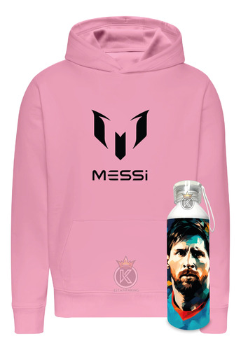 Poleron Lionel Andrés Messi + Botella En Aluminio 750ml - Futbol - Deporte - Estampaking