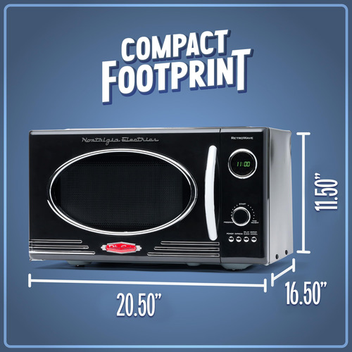 Horno Microondas Retro Grande 800w Pantalla Digital Negra