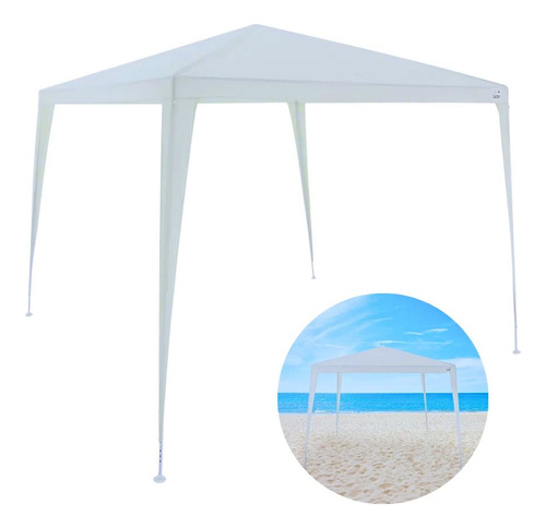 Tenda Gazebo Inclinada 3 X 3 M Barraca De Praia Branca Bel