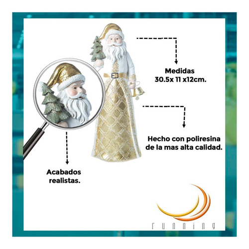Imagen 2 de 6 de Muñecos Navideños Running Santa Con Pino En Mano