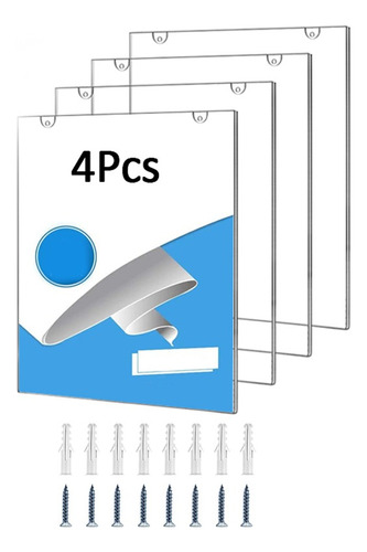 4 Pcs Porta Folleto Carta Pared Vertical Acrílico Para A4
