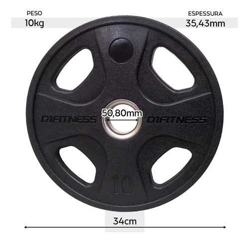Anilha Elite Emborrachada 4 Grips 10kg