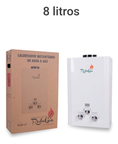 Calentador D Paso Termostático Boiler Instantáneo Redugax 8l Blanco Glp