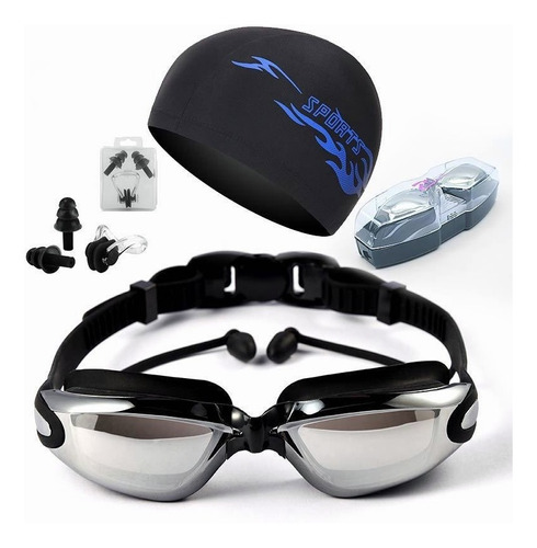 Lente Natacion Kit 4 En 1 Protección Uv Antivaho Gafas