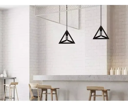 Lamparas Colgante Triangulo Hierro Industrial E27