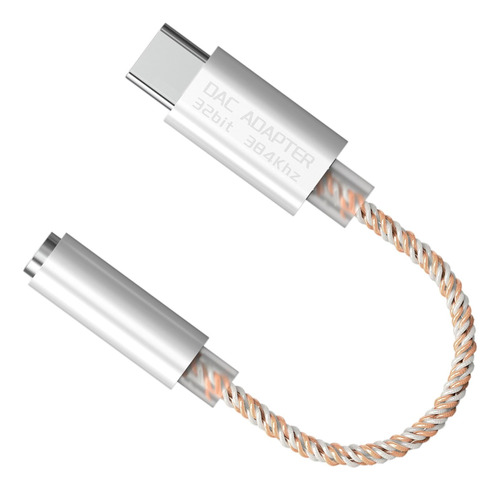 Adaptador De Audio Usb C A 3,5 Mm / Cobre Concha Plateada