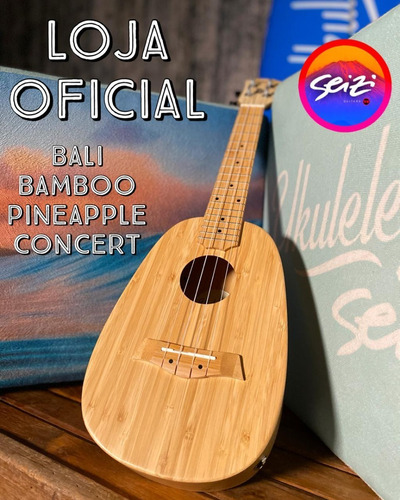 Ukulele Seizi Bali Pineapple Concert Elétrico Solid Bamboo