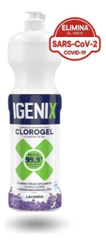 Clorogel Igenix Alta Calidad 900ml Lavanda