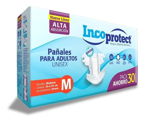 Pañales Adultos Incoprotect Talle M Por 30 U. ( Kiara )