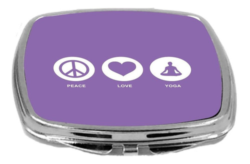 Rikki Knight Peace Love Yoga Design Espejo Compacto, Violeta