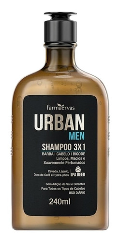 Farmaervas Urban Men Shampoo 3 Em 1 240ml