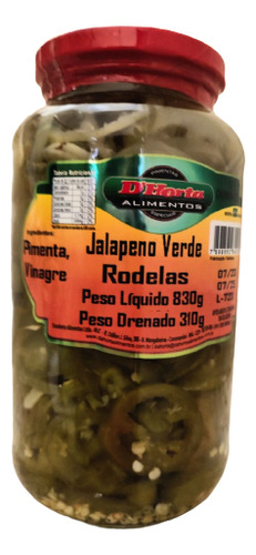 Pimenta Jalapeno Verde Em Rodelas D'horta 830g