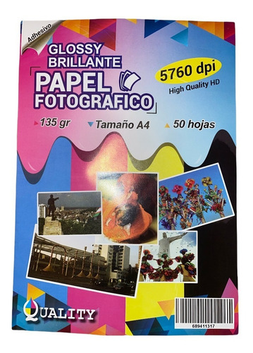 Imagen 1 de 4 de Papel Sticker Adhesivo Brillante X 50 Hojas X 5 Paquetes