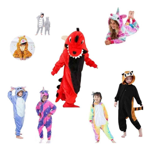 Pijama Polar Diseños Animados Animales Disfraz Para Niños.