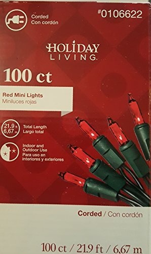 Holiday Living Cuenta 100 Mini Luces De Navidad, Rojo, Inter