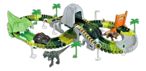 Pista De Dinosaurio Flexible Con Auto Dinosaurio 147 Pcs