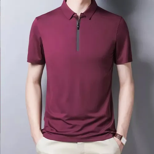 U Playeras De Seda Para Hombre Con Cremallera, Camisas