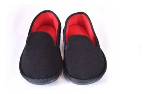 Pantuflas Babuchas Hombre Y Mujer. Hechizo. Negro Con Rojo