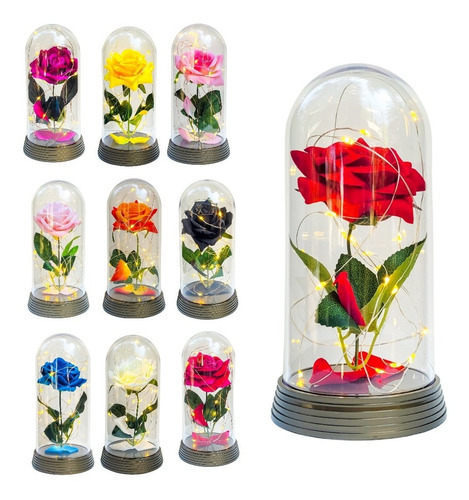Kit 15 Luminárias A Rosa Encantada A Bela E A Fera 20 Cm