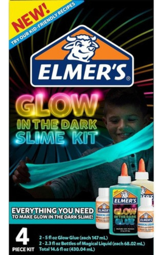 Kit Slime Brillo En La Oscuridad 4 Piezas Elmers