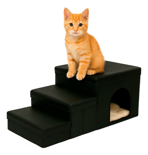 Escada Toca Cama Caminha Dobravel Viagem Cães E Gatos Cor Preto