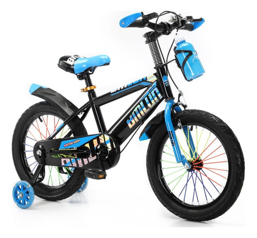 Bicicleta Entrenadora De Niños Aeiou Qk-15 Portabotella R16 Color Azul Tamaño Del Cuadro 16
