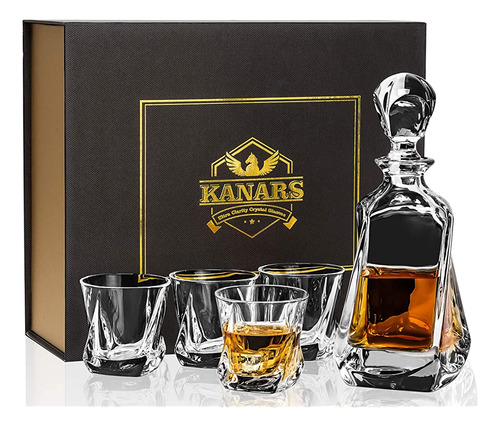 Crystal Whiskey Decanter Set, Kanars Premium Liquor Decanter