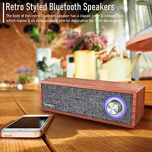 Smalody Wood Retro Bluetooth Speaker, Mini Altavoces Bluetoo