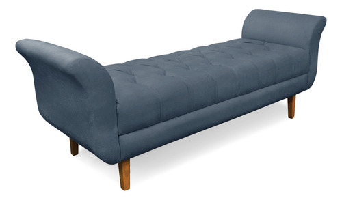 Recamier Olinda Suede Azul Marinho 160 Cm Pés Chanfrado