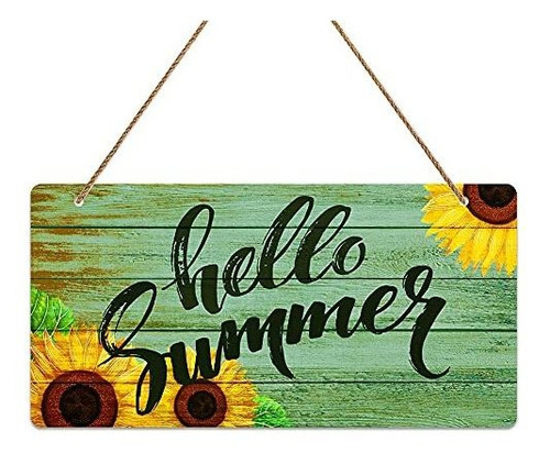 Señales - Petcee Hello Summer Decor,6 X12  Summer Door Sign 